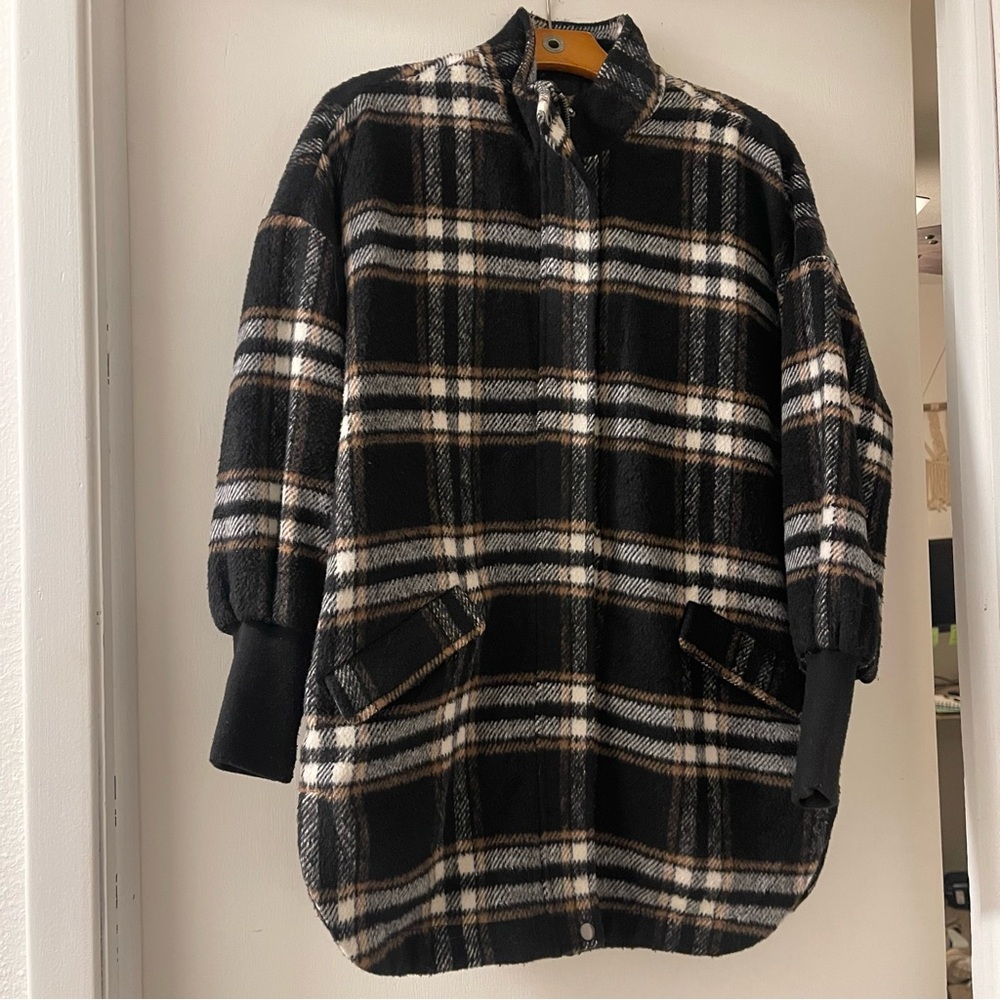 BB Dakota Black and White Plaid Teddy Jacket